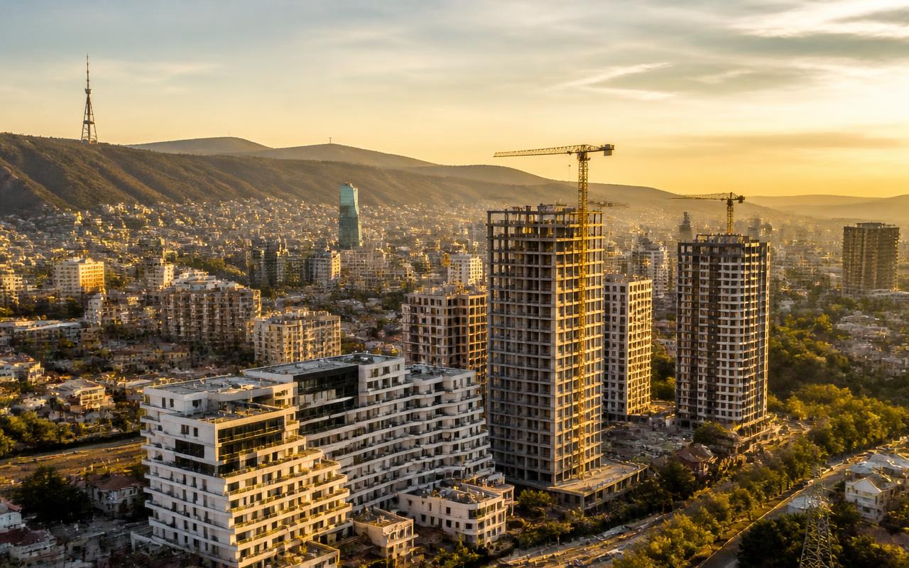 أفق تبليسي مع أبراج سكنية جديدة قيد الإنشاء